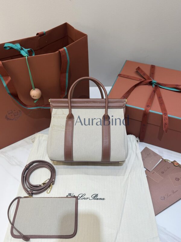 Loro Piana Loom Bag L25 （ Natural/Caramel Sugar）