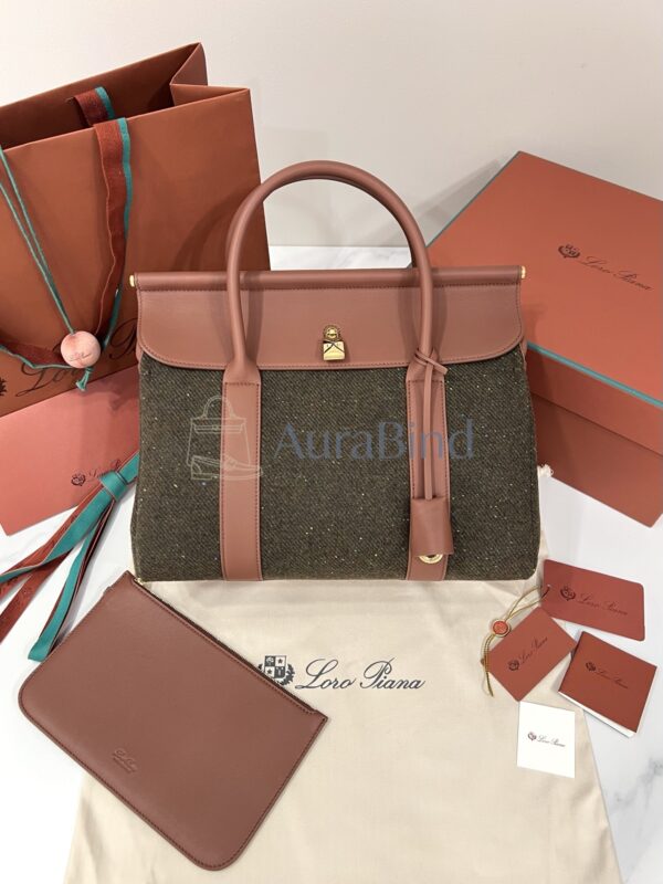 Loro Piana Loom Bag L32(Countryside Sage/Burnt Tan/Sun Gold)