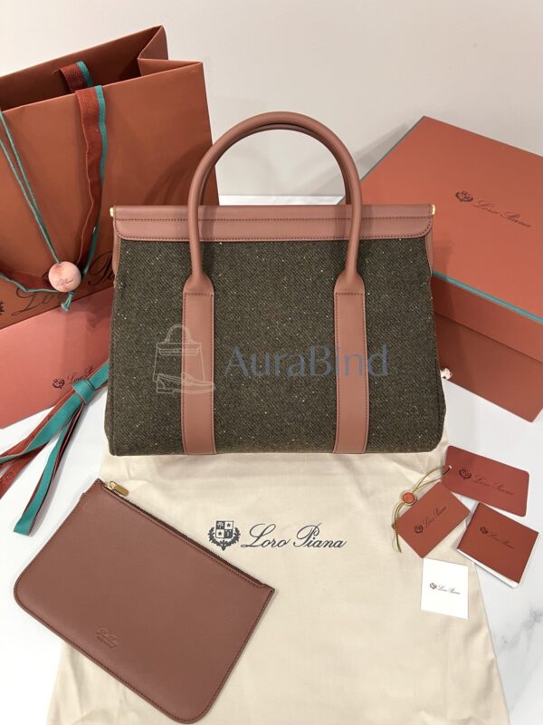 Loro Piana Loom Bag L32(Countryside Sage/Burnt Tan/Sun Gold)