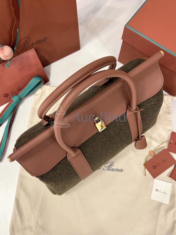 Loro Piana Loom Bag L32(Countryside Sage/Burnt Tan/Sun Gold)