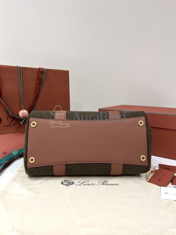Loro Piana Loom Bag L32(Countryside Sage/Burnt Tan/Sun Gold)